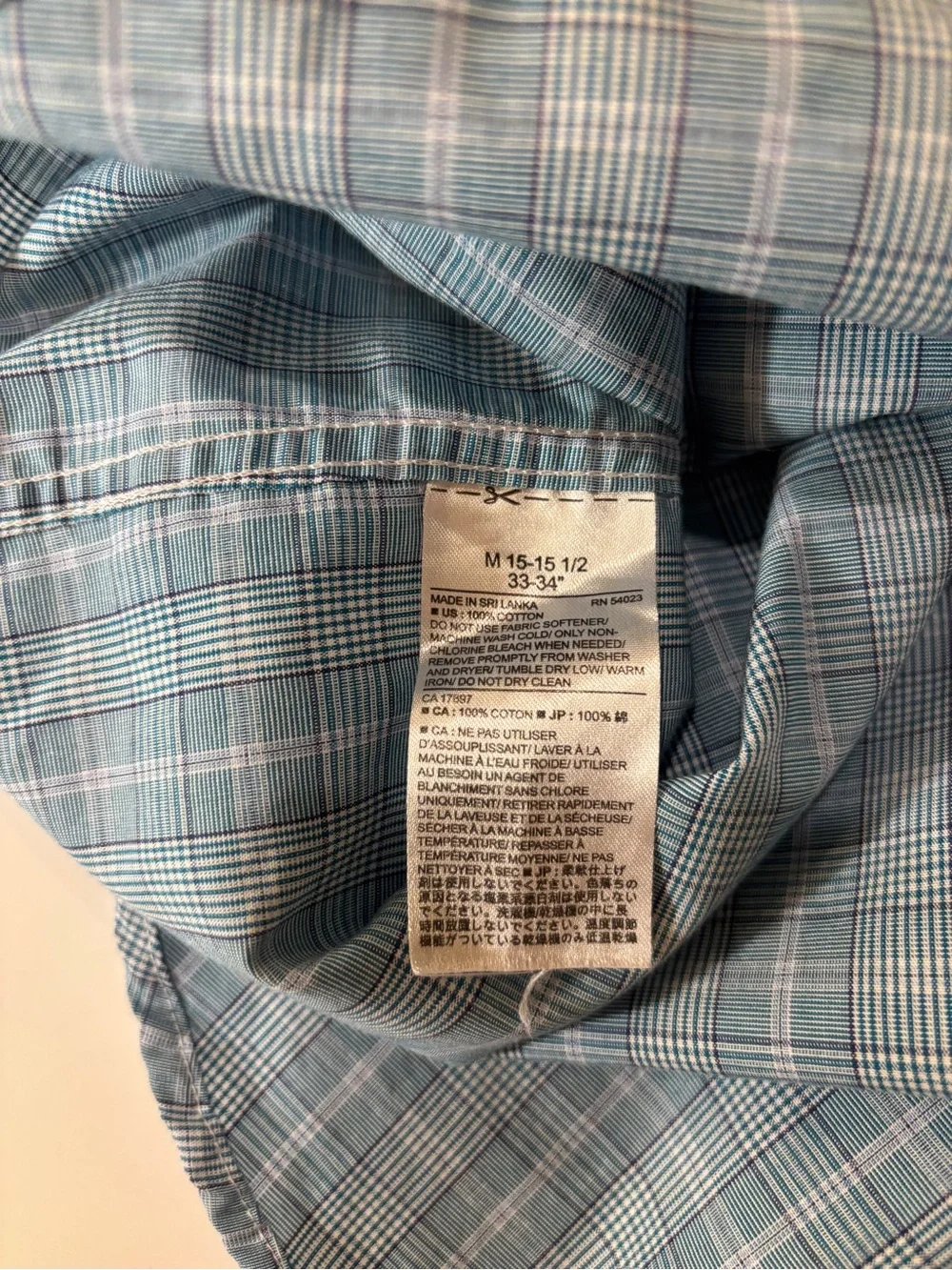 Banana Republic Teal Blue Plaid Buttondown Dress Shirt 15-15.5 Cotton Career‎